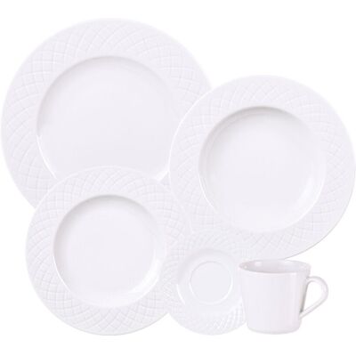 Tramontina Ingrid Piece Porcelain China Dinnerware Set - Service for 4 White 20 Tramontina Ingrid Piece Porcelain China Dinnerware Set - Service for 4 White 20