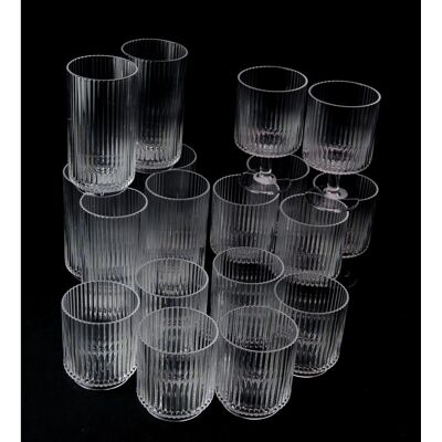 Ivy Bronx Defeis 18 Piece Ribbed Acrylic Assorted Glassware Set Clear 650ml Ivy Bronx Defeis 18 Piece Ribbed Acrylic Assorted Glassware Set Clear 650ml