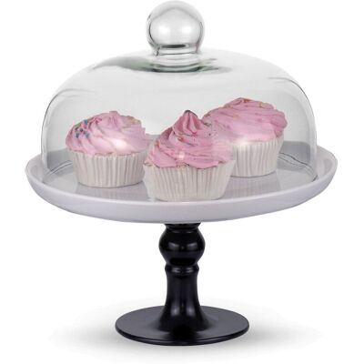 Mercer41 Ferretti Cake Stand Black/White 26.25cm H X 25cm W X 25cm L Mercer41 Ferretti Cake Stand Black/White 26.25cm H X 25cm W X 25cm L