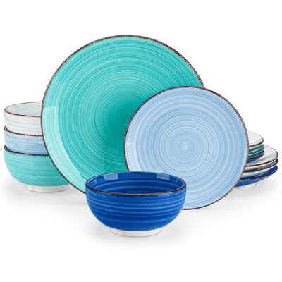 Vancasso 12 Piece Stoneware Dinnerware Set, Service for 4 Blue/Teal 12 Vancasso 12 Piece Stoneware Dinnerware Set, Service for 4 Blue/Teal 12