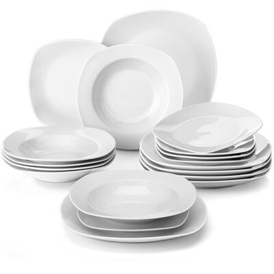 MALACASA 18 Piece Dessert Set, Service for 6 White;Ivory 18 MALACASA 18 Piece Dessert Set, Service for 6 White;Ivory 18