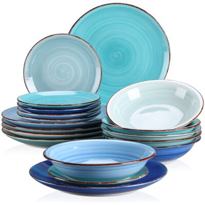 Vancasso BOMOOTIUR 18 Piece Colorful Dinnerware Set Service for 6 Blue Assorted Vancasso BOMOOTIUR 18 Piece Colorful Dinnerware Set Service for 6 Blue Assorted