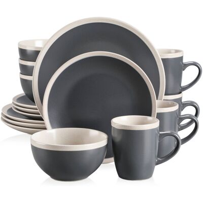 Vancasso Seesami 16 Piece Dinnerware Set, Service for 4 Dark Green Vancasso Seesami 16 Piece Dinnerware Set, Service for 4 Dark Green