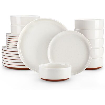 MALACASA 24 Piece Stoneware Dinnerware Set - Service for 8 White 24 MALACASA 24 Piece Stoneware Dinnerware Set - Service for 8 White 24