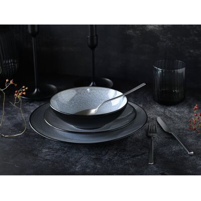 Creatable Malmö 12 Piece Stoneware Dinnerware Set - Service for 4 Black;White;Grey 12 Creatable Malmö 12 Piece Stoneware Dinnerware Set - Service for 4 Black;White;Grey 12