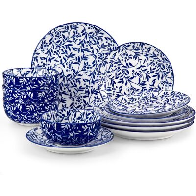 Vancasso Stoneware Dinner Sets Blue Rattan Flower Vancasso Stoneware Dinner Sets Blue Rattan Flower