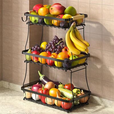 Trent Austin Design 3 Tier Fruit Bowl Basket With 2 Banana Hanger, Detachable Kitchen Countertop Organizer For Fruits, Vegetables, Snacks, Metal Vegetable Storage Rack Wi Black Trent Austin Design 3 Tier Fruit Bowl Basket With 2 Banana Hanger, Detachable Kitchen Countertop Organizer For Fruits, Vegetables, Snacks, Metal Vegetable Storage Rack Wi Black