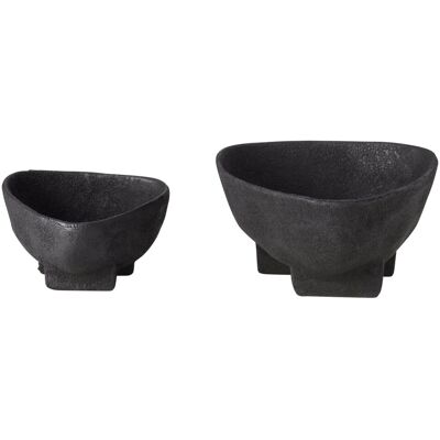 Ivy Bronx Deriva Set Of 2 Textured Grey Bowls Black Ivy Bronx Deriva Set Of 2 Textured Grey Bowls Black