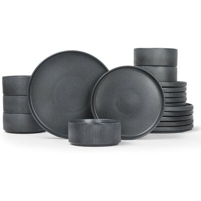 Brambly Cottage 18 Piece Stoneware Dinnerware Set - Service for 6 Matte Black 18 Brambly Cottage 18 Piece Stoneware Dinnerware Set - Service for 6 Matte Black 18