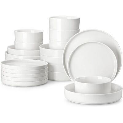 MALACASA 24 Piece Porcelain China Dinnerware Set - Service for 6 White 24 MALACASA 24 Piece Porcelain China Dinnerware Set - Service for 6 White 24