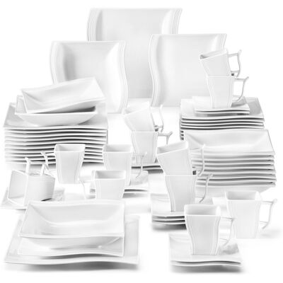 MALACASA 60 Piece Porcelain China Dinnerware Set, Service for 12 White;Ivory 60 MALACASA 60 Piece Porcelain China Dinnerware Set, Service for 12 White;Ivory 60