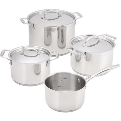 Stellar Profile 7 - Piece Stainless Steel - 18/10 Cookware Set Polished Steel 7 Stellar Profile 7 - Piece Stainless Steel - 18/10 Cookware Set Polished Steel 7