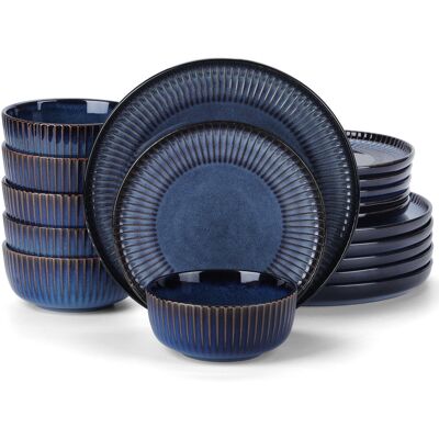 Latitude Run 18-Piece Stoneware Dinnerware Set - Service For 6 Nebulas Blue Latitude Run 18-Piece Stoneware Dinnerware Set - Service For 6 Nebulas Blue