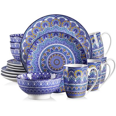 Vancasso 16 Piece Dinnerware Set, Service for 4 Sapphire 16 Vancasso 16 Piece Dinnerware Set, Service for 4 Sapphire 16
