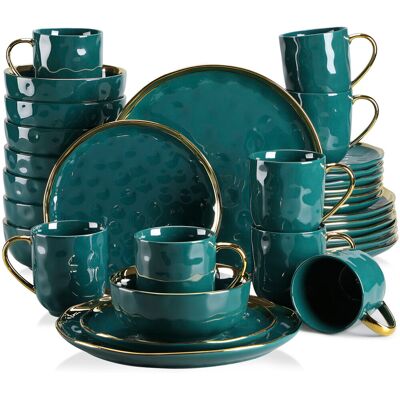 LOVECASA 32 Piece Dinnerware Set, Service for 8 Dark Green LOVECASA 32 Piece Dinnerware Set, Service for 8 Dark Green