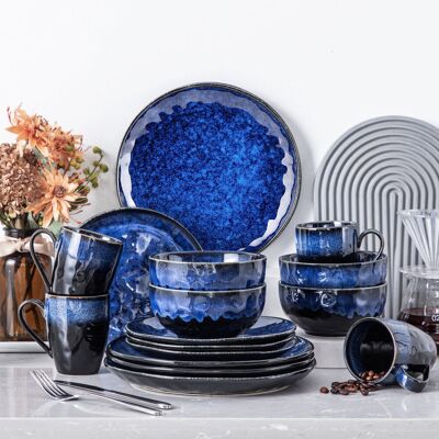 Vancasso ?16 Piece Dinnerware Set, Service for 4 Blue 16 Vancasso ?16 Piece Dinnerware Set, Service for 4 Blue 16