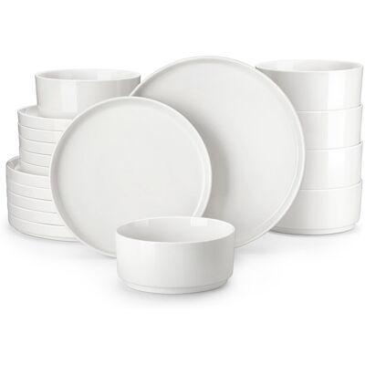 MALACASA 18 Piece Porcelain China Dinnerware Set - Service for 6 White 18 MALACASA 18 Piece Porcelain China Dinnerware Set - Service for 6 White 18