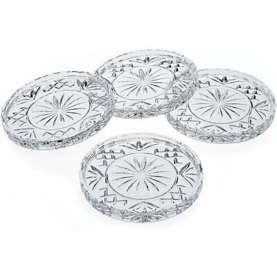 East Urban Home 3.9"4-Pack Dublin Crystal Glass Coasters - Barware Coffee Table Decor Clear 10.01cm W East Urban Home 3.9"4-Pack Dublin Crystal Glass Coasters - Barware Coffee Table Decor Clear 10.01cm W