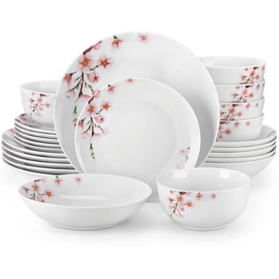 Vancasso 24 Piece Porcelain China Dinnerware Set - Service for 6 White;Grey 24 Vancasso 24 Piece Porcelain China Dinnerware Set - Service for 6 White;Grey 24