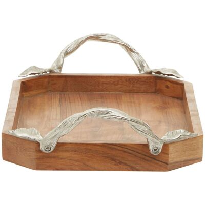 Alpen Home Eilonwy Tray Brown;Silver 6cm H x 42cm W x 25cm D Alpen Home Eilonwy Tray Brown;Silver 6cm H x 42cm W x 25cm D