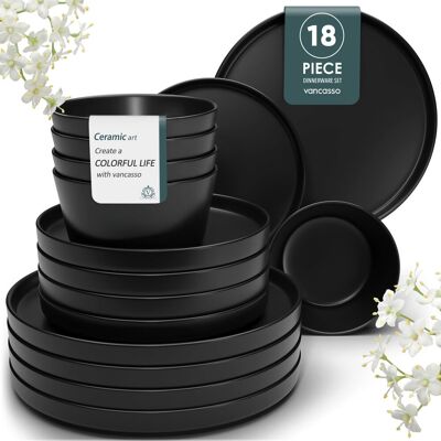 Vancasso 18 Piece Dinnerware Set - Service for 6 Black 18 Vancasso 18 Piece Dinnerware Set - Service for 6 Black 18