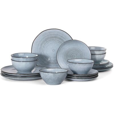 Richmount 18 Piece Stoneware Dinnerware Set - Service for 6 Pearl Blue 18 Richmount 18 Piece Stoneware Dinnerware Set - Service for 6 Pearl Blue 18