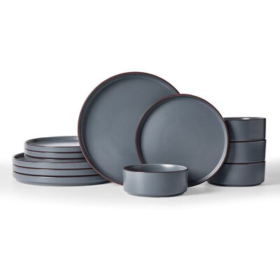 Latitude Run 12-Piece Stoneware Dinnerware Set - Service For 4 Charcoal 12 Latitude Run 12-Piece Stoneware Dinnerware Set - Service For 4 Charcoal 12