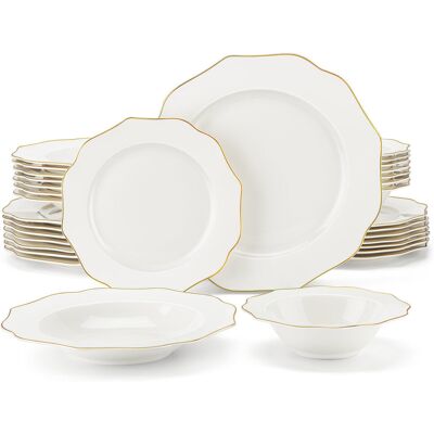 MALACASA Dinnerware - Set of 32 White;Gold 32 MALACASA Dinnerware - Set of 32 White;Gold 32