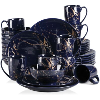 LOVECASA 32 Piece Dinnerware Set, Service for 8 Dark Blue 32 LOVECASA 32 Piece Dinnerware Set, Service for 8 Dark Blue 32