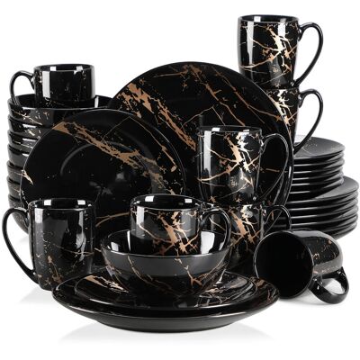 LOVECASA 32 Piece Dinnerware Set, Service for 8 Black 32 LOVECASA 32 Piece Dinnerware Set, Service for 8 Black 32
