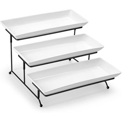 MALACASA 36cm 3 Tier Afternoon Tea Cake Stand Black/Ivory/White 21cm H X 31cm W X 36cm L MALACASA 36cm 3 Tier Afternoon Tea Cake Stand Black/Ivory/White 21cm H X 31cm W X 36cm L