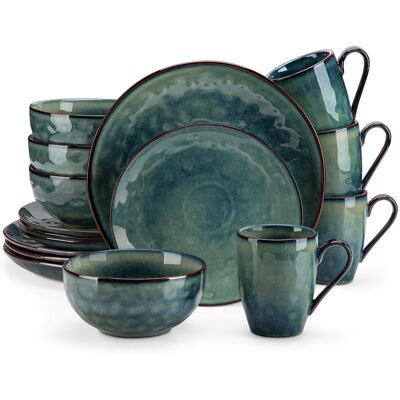 Vancasso ?16 Piece Dinnerware Set, Service for 4 Grey/Green Vancasso ?16 Piece Dinnerware Set, Service for 4 Grey/Green