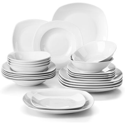 MALACASA 24 Piece Dinnerware Set, Service for 6 White;Ivory 24 MALACASA 24 Piece Dinnerware Set, Service for 6 White;Ivory 24
