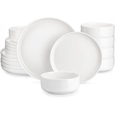 MALACASA 18-Piece Porcelain China Dinnerware Set, Service For 6 White;Ivory 18 MALACASA 18-Piece Porcelain China Dinnerware Set, Service For 6 White;Ivory 18