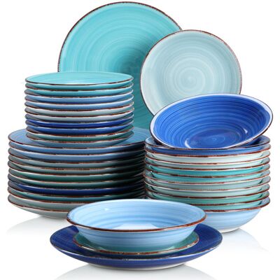 Vancasso BOMOOTIUR Sylvain 36 Piece Dinnerware Set, Service for 12 Blue Assorted Vancasso BOMOOTIUR Sylvain 36 Piece Dinnerware Set, Service for 12 Blue Assorted