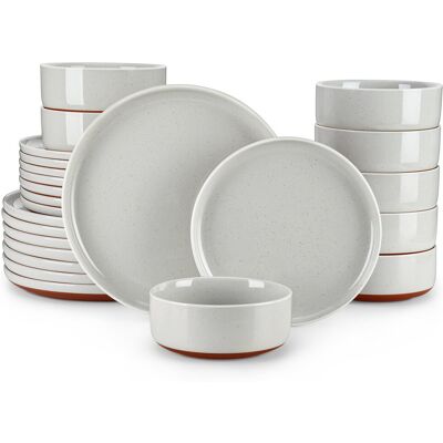 MALACASA 24 Piece Stoneware Dinnerware Set - Service for 8 Grey 24 MALACASA 24 Piece Stoneware Dinnerware Set - Service for 8 Grey 24