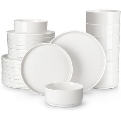 MALACASA 24 Piece Porcelain China Dinnerware Set - Service for 8 White 24 MALACASA 24 Piece Porcelain China Dinnerware Set - Service for 8 White 24