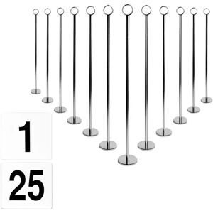 Argon Tableware - Table Numbers with 46cm Holders - 46cm - Silver - Pack of 25 gray 46.0 H x 6.0 W x 6.0 D cm