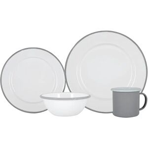 Argon Tableware - White Enamel Dinner Set - 25.5cm gray