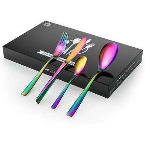 Vancasso Black Cutlery Set For 6 People, 24 Piece Tableware Cutlery Set For Home , Knife And Fork Set pink/blue/yellow