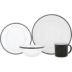 Argon Tableware - White Enamel Dinner Set - 25.5cm black