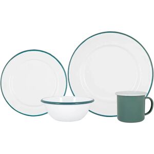 Argon Tableware - White Enamel Dinner Set - 25.5cm green