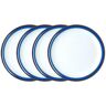 Denby Imperial Blue 4 Piece Dessert Plate Set white