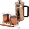 La Cafetière 3pc Cafetière Gift Set with Copper Pisa 8-Cup Cafetière, Milk Frother and 2x Copper Coffee Mugs black/brown/gray