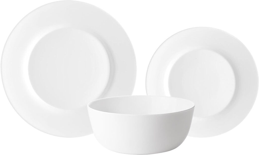 Bormioli Rocco Toledo Glass Dinner Set - 25cm - 18pc White 18