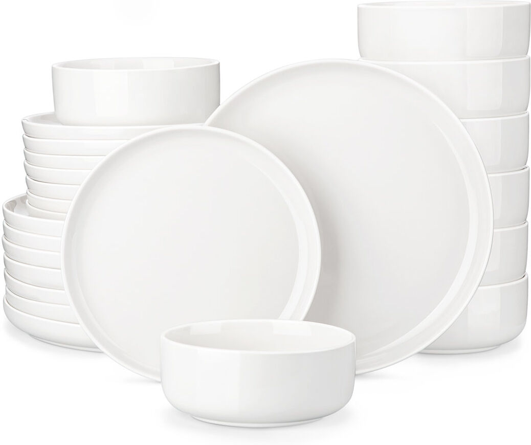MALACASA 24 Piece Porcelain China Dinnerware Set - Service for 8 White;Ivory 24