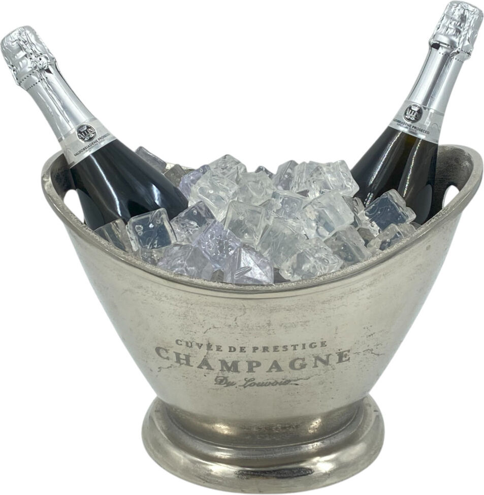 Chabrias Ltd Deluxe Vintage Royal Champagne Cooler Ice Bucket, Vintage Du Louvois 2, Wine, Prosecco, Felt Base, Cast Aluminium, Heavy Duty, Parties, Party Events, Silver 17.5cm H X 22cm W X 22cm D