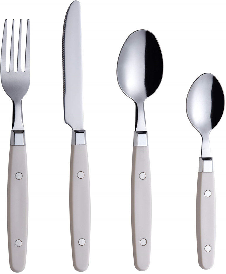 Luch Cutlery Set 24Pcs Stainless Steel - With Rivet Craft Handles / Retro Style Flatware - 6 X Dinner Forks, 6 X Dinnerknives, 6 X Table Spoons, 6 X Tea Sp Cream 24