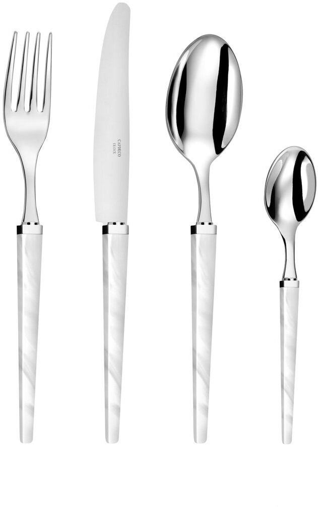 CAPDECO Quio 24 Pieces 18/10 Stainless Steel Cutlery Set, Service for 6 White 24