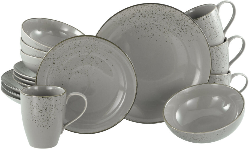 Creatable Nature Collection Stone, 16 piece dinnerware set made of stoneware Grey 16